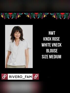 NWT |KNOX ROSE | WHITE VNECK BLOUSE | SIZE MEDIUM